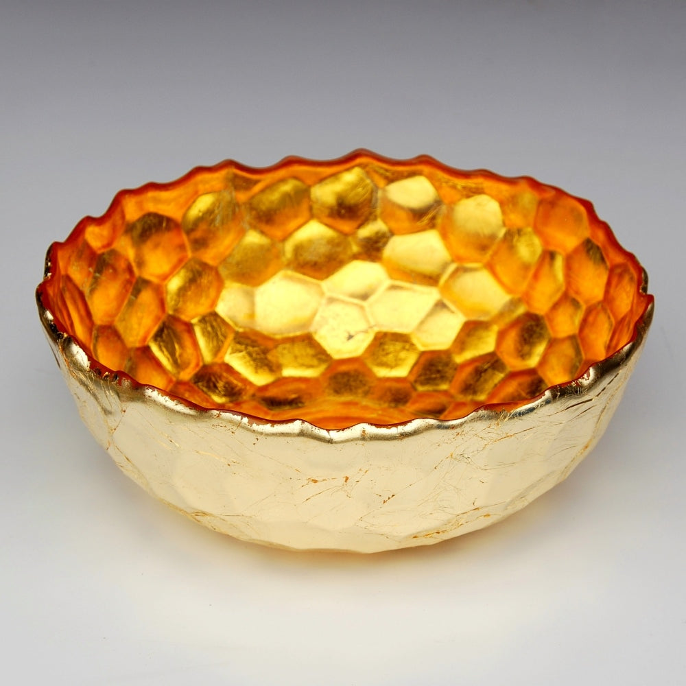 Shimmer Hive Bowl - 9.5" Amber/Gold Salad Bowl