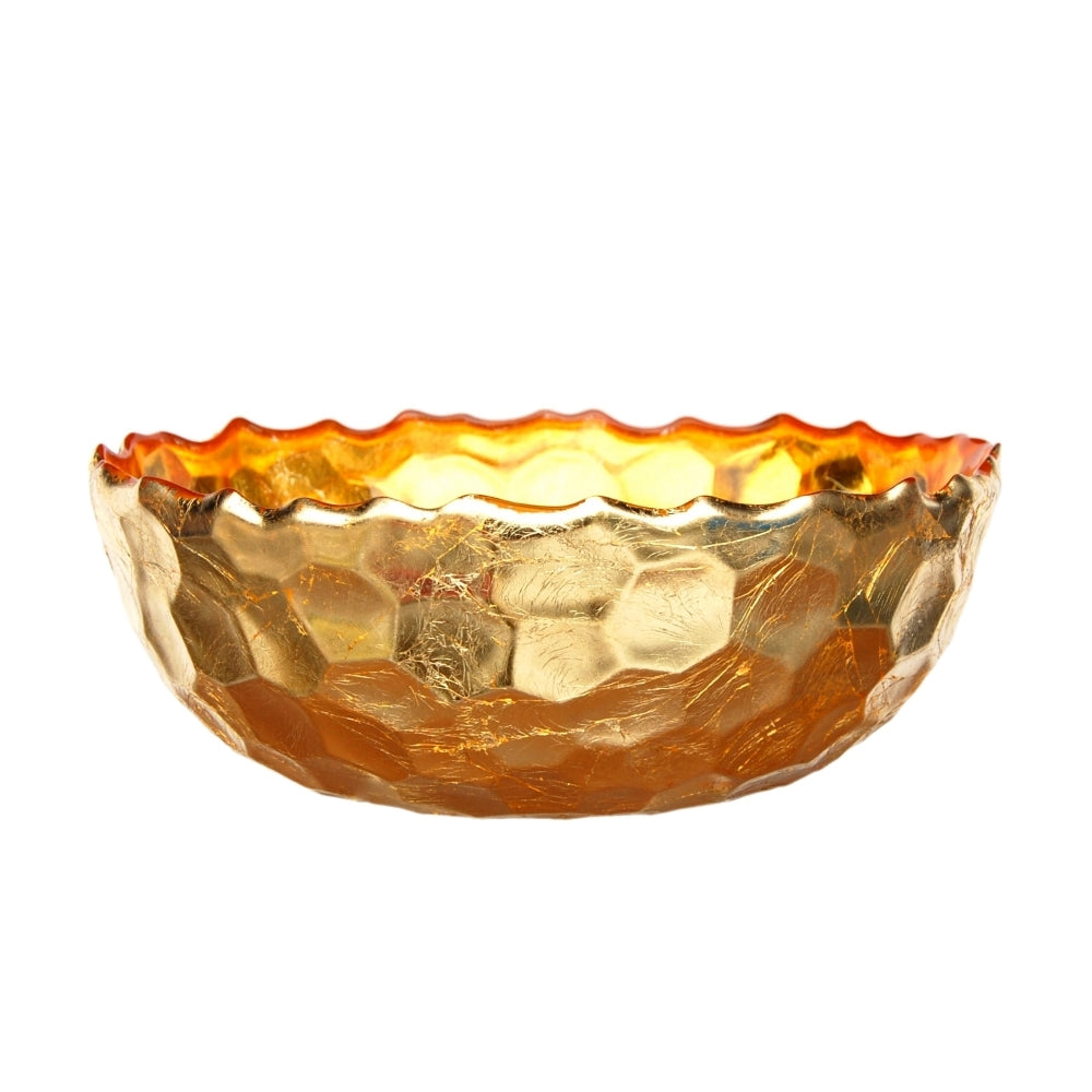 Shimmer Hive Bowl - 9.5" Amber/Gold Salad Bowl