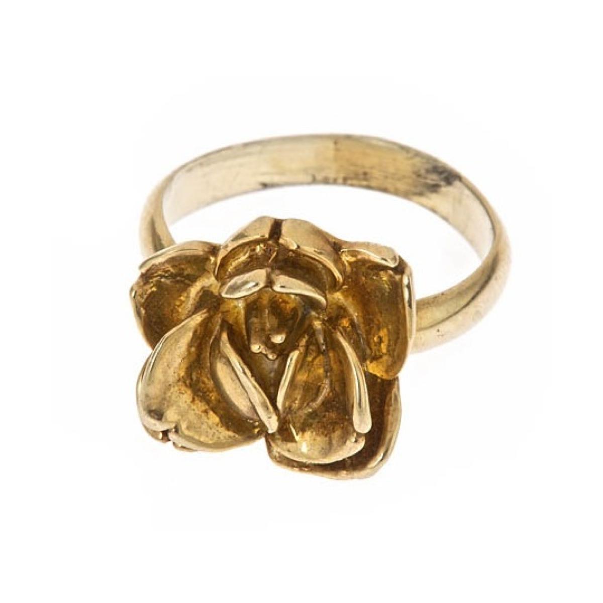 14k Gold Rose Statement Ring